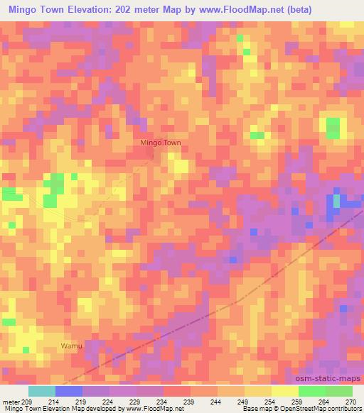 Mingo Town,Liberia Elevation Map