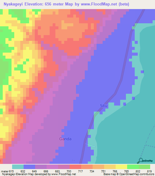 Nyakageyi,Uganda Elevation Map