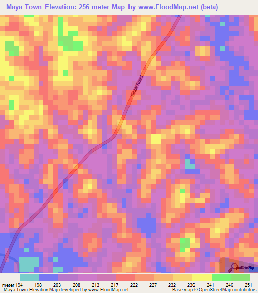 Maya Town,Liberia Elevation Map