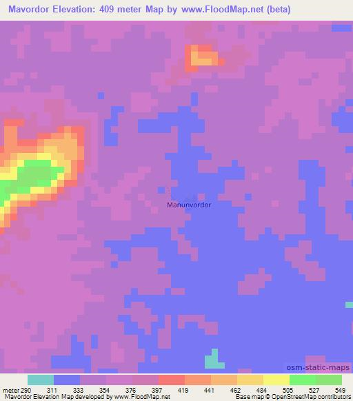 Mavordor,Liberia Elevation Map