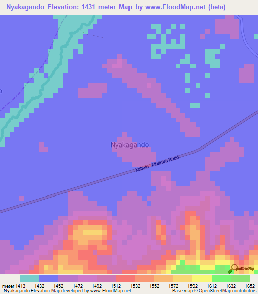 Nyakagando,Uganda Elevation Map