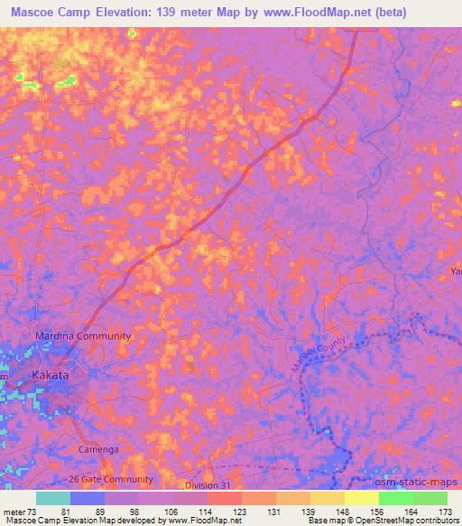 Mascoe Camp,Liberia Elevation Map