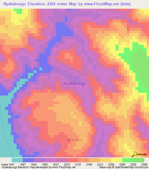 Nyakabungo,Uganda Elevation Map