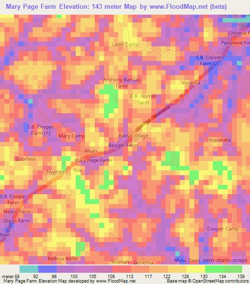 Mary Page Farm,Liberia Elevation Map
