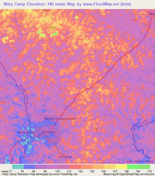 Mary Camp,Liberia Elevation Map