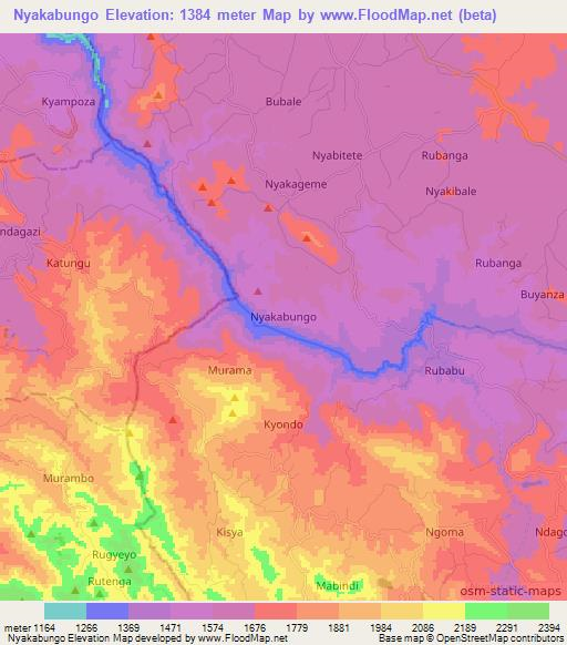 Nyakabungo,Uganda Elevation Map