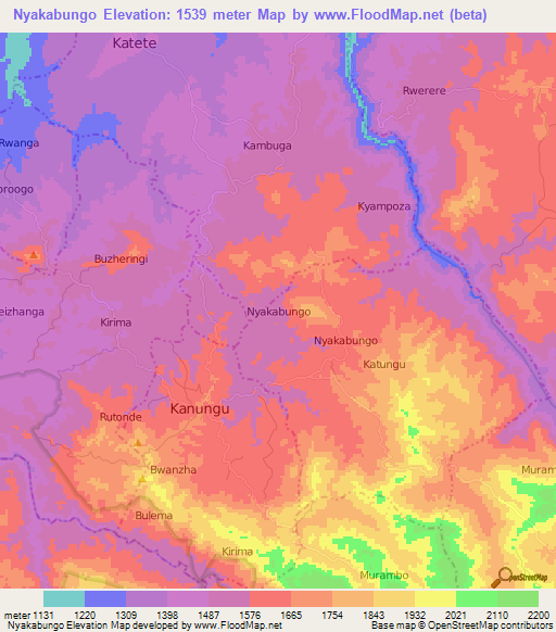 Nyakabungo,Uganda Elevation Map