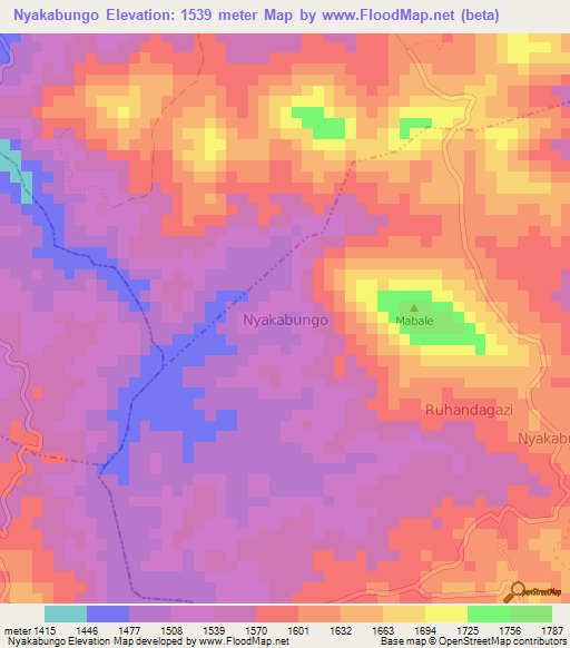 Nyakabungo,Uganda Elevation Map