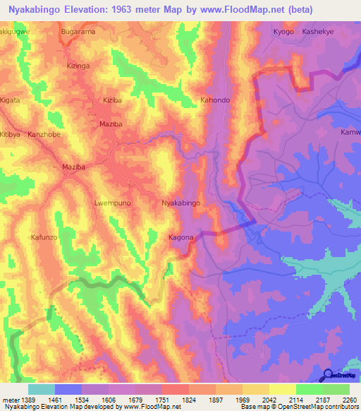 Nyakabingo,Uganda Elevation Map