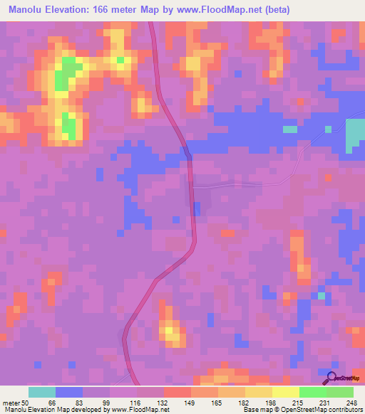 Manolu,Liberia Elevation Map