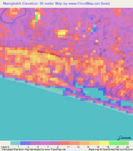 Mamgbabli,Liberia Elevation Map