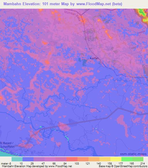 Mambahn,Liberia Elevation Map