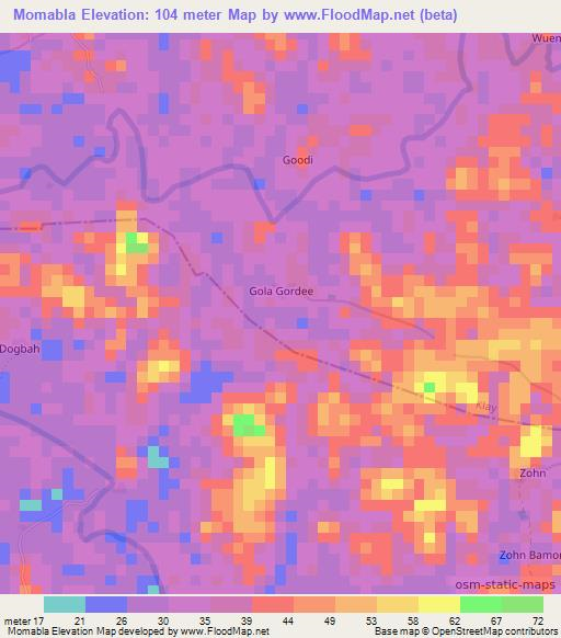 Momabla,Liberia Elevation Map