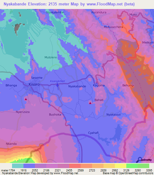 Nyakabande,Uganda Elevation Map