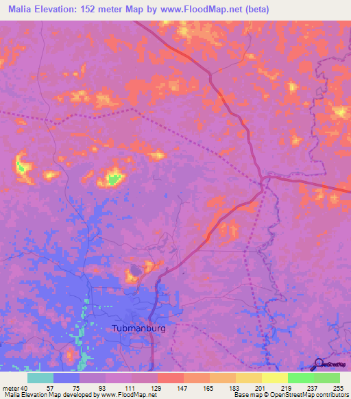 Malia,Liberia Elevation Map