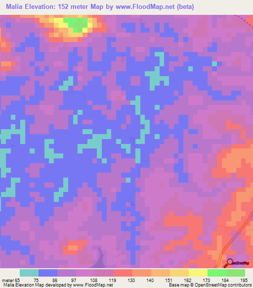 Malia,Liberia Elevation Map
