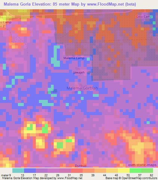 Malema Gorla,Liberia Elevation Map