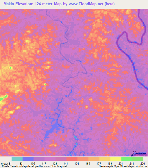 Makla,Liberia Elevation Map