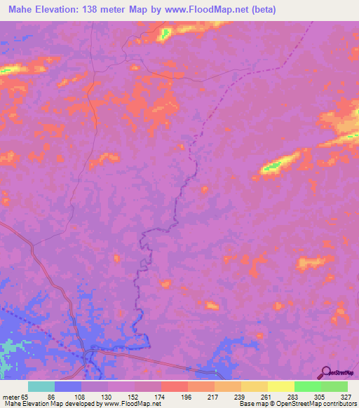 Mahe,Liberia Elevation Map