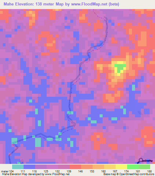 Mahe,Liberia Elevation Map