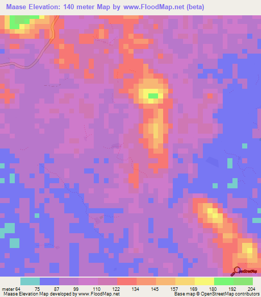 Maase,Liberia Elevation Map