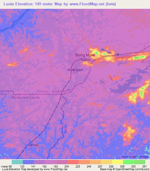 Luula,Liberia Elevation Map