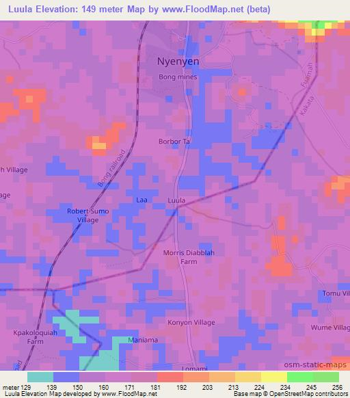 Luula,Liberia Elevation Map