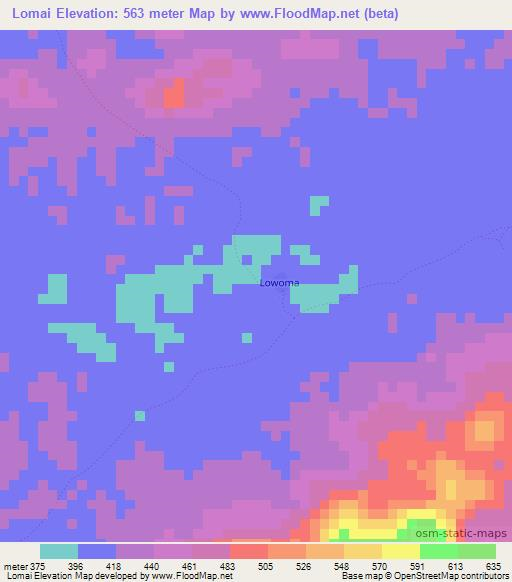 Lomai,Liberia Elevation Map
