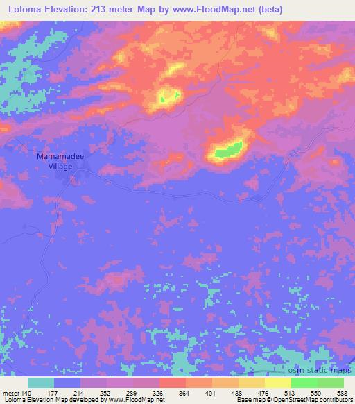 Loloma,Liberia Elevation Map