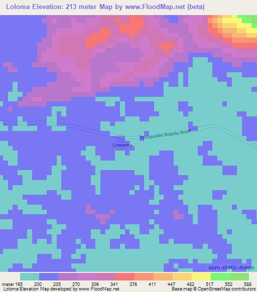 Loloma,Liberia Elevation Map