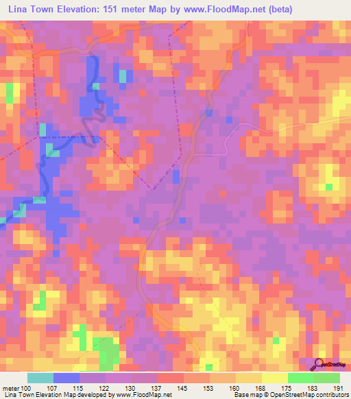 Lina Town,Liberia Elevation Map