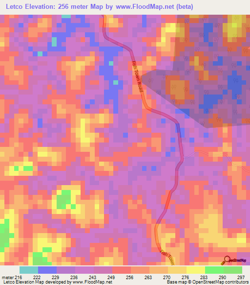 Letco,Liberia Elevation Map