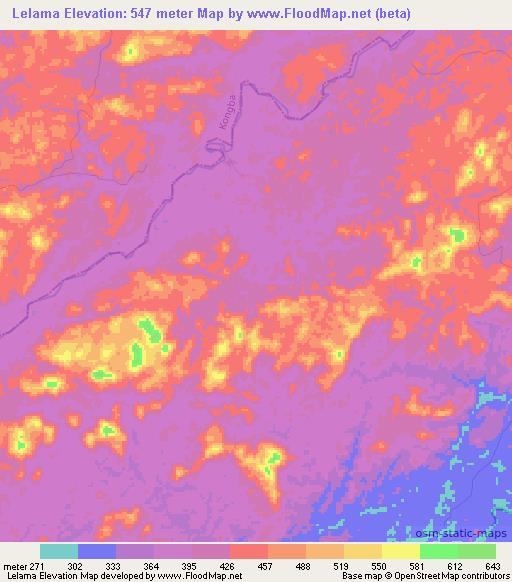 Lelama,Liberia Elevation Map