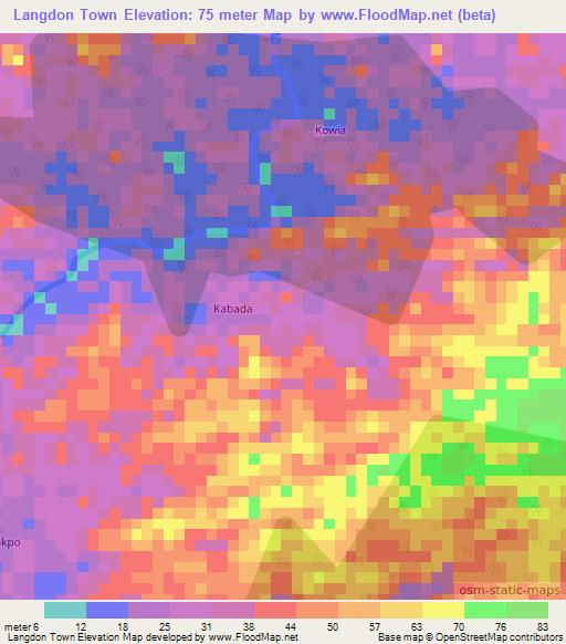 Langdon Town,Liberia Elevation Map