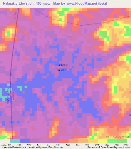 Nakuakle,Liberia Elevation Map