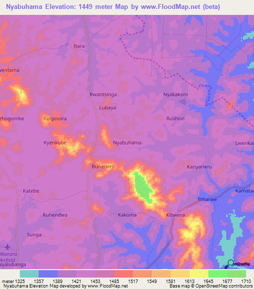 Nyabuhama,Uganda Elevation Map