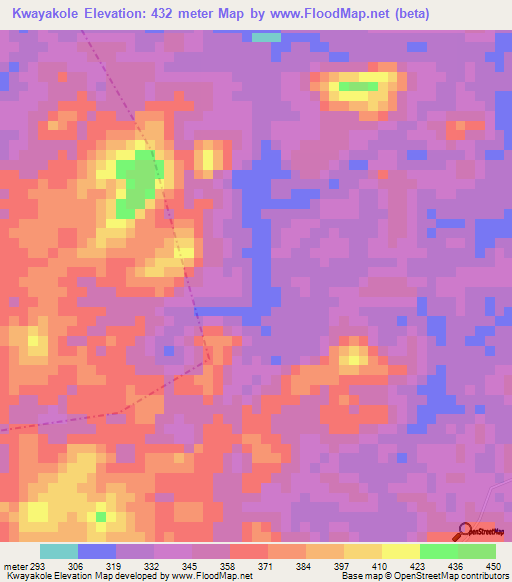 Kwayakole,Liberia Elevation Map