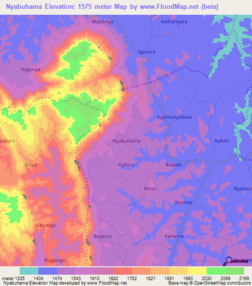 Nyabuhama,Uganda Elevation Map