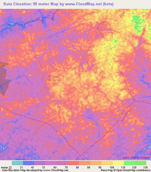 Kuta,Liberia Elevation Map