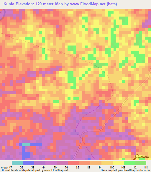 Kunia,Liberia Elevation Map