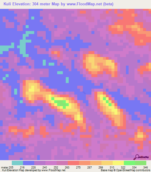 Kuli,Liberia Elevation Map