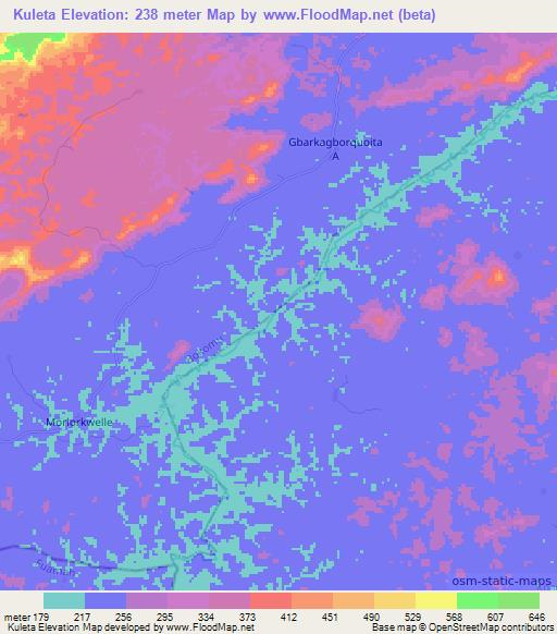 Kuleta,Liberia Elevation Map
