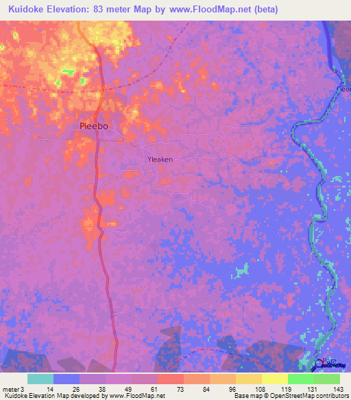 Kuidoke,Liberia Elevation Map