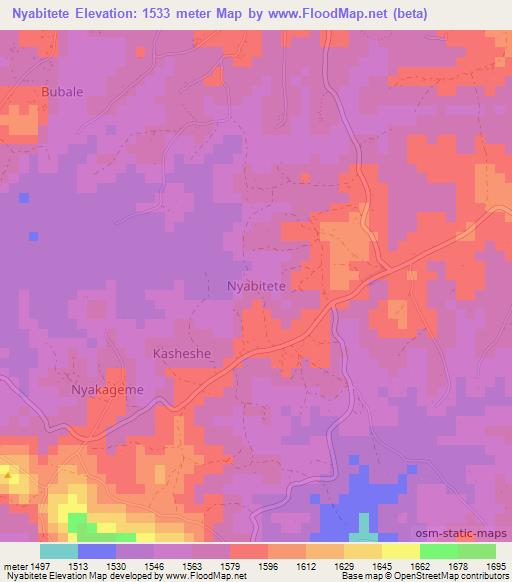 Nyabitete,Uganda Elevation Map