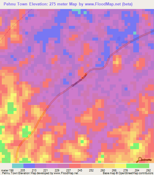 Pehnu Town,Liberia Elevation Map