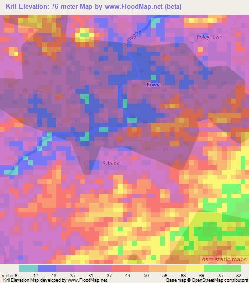 Krii,Liberia Elevation Map
