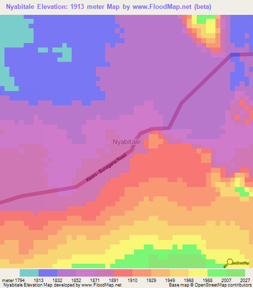 Nyabitale,Uganda Elevation Map