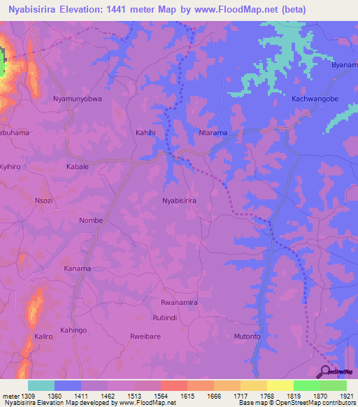 Nyabisirira,Uganda Elevation Map