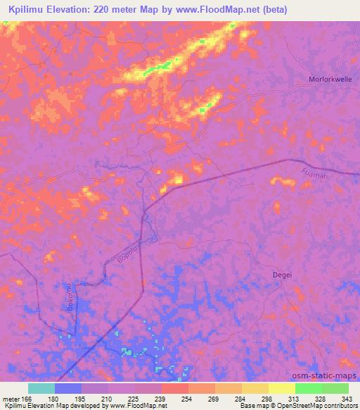 Kpilimu,Liberia Elevation Map