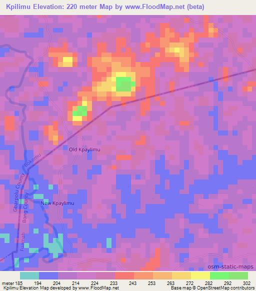 Kpilimu,Liberia Elevation Map